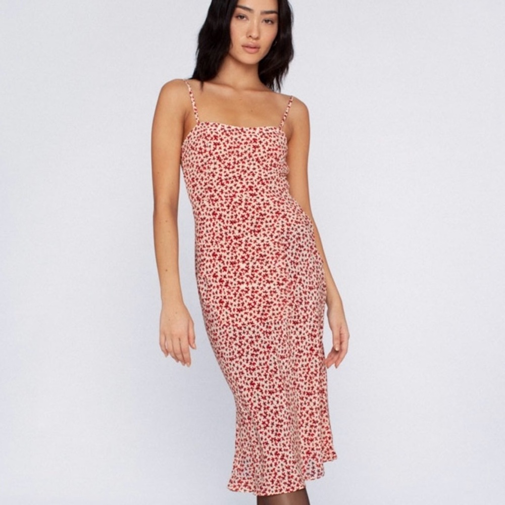Floral Red Midi Dress